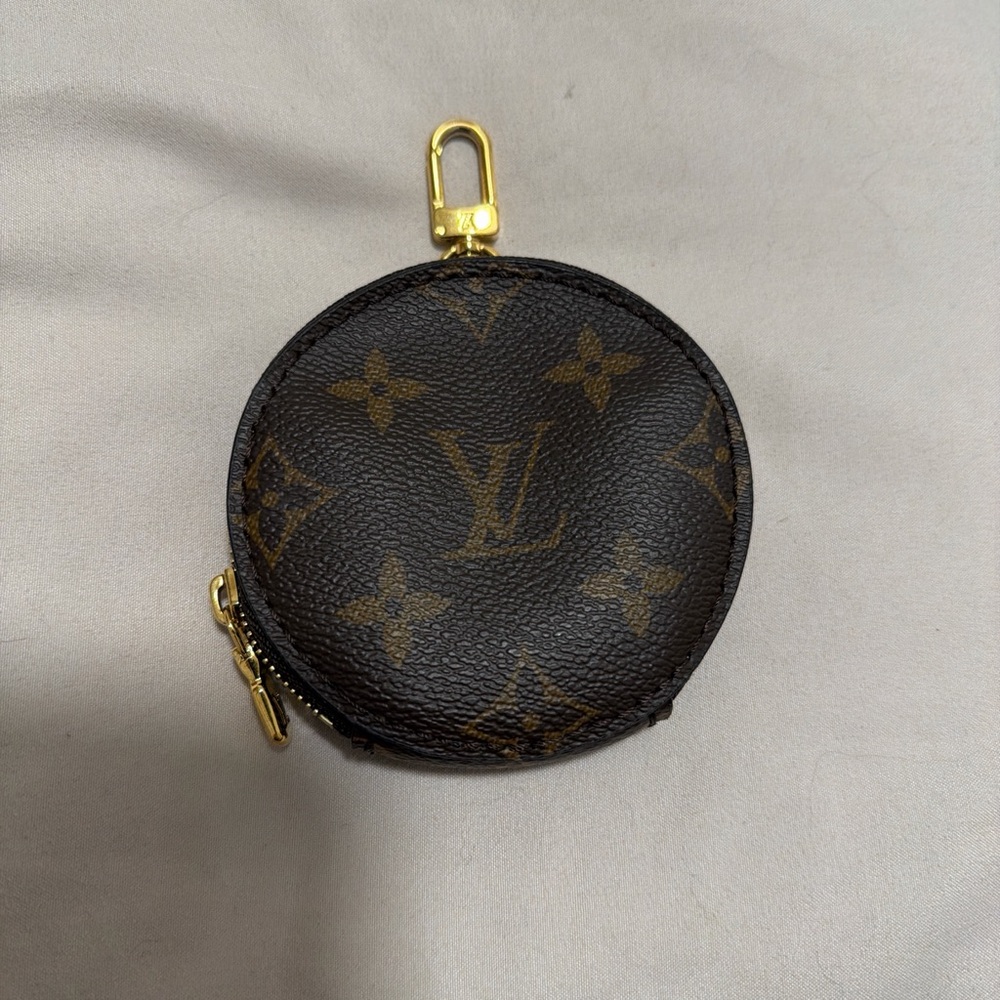 Louis Vuitton Brown Monogram Coin Pouch with Gold Clip